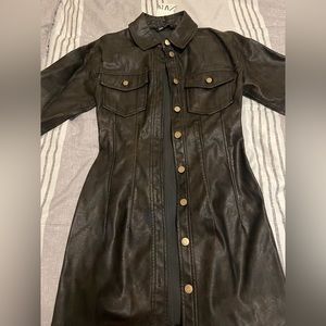 Zara limited edition Faux leather button down dress